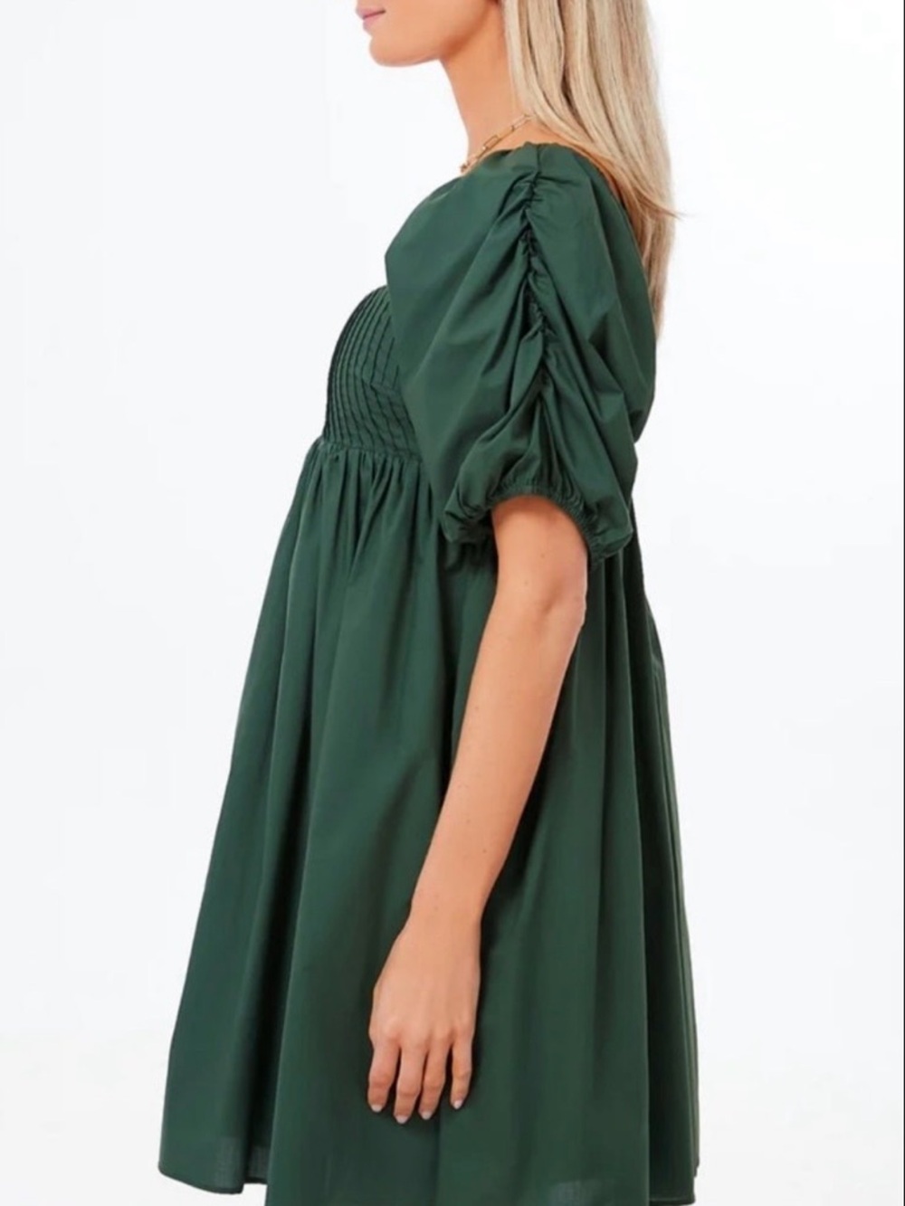 Tuckernuck Hyacinth House Emerald Puff Sleeve Sasha Mini Dress Size S MSRP $178 - Picture 2 of 6